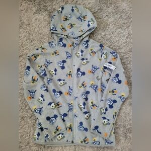 🆕️ Disney Kids Gray Hooded Mickey & Friends Fleece Zip-Up